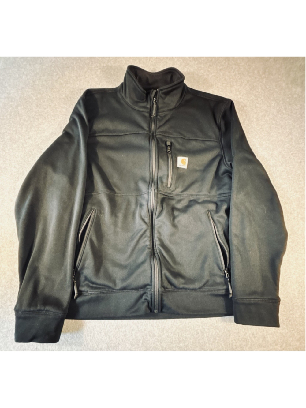 Carhartt Men’s Large Black Full Zip Soft Shell Jacket Zip Pockets Workwear